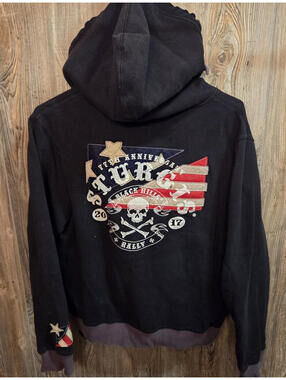 Sturgis Motorcycle Rally 2017 Full Zip Hoodie Women Sz Lrg American Flag Accents